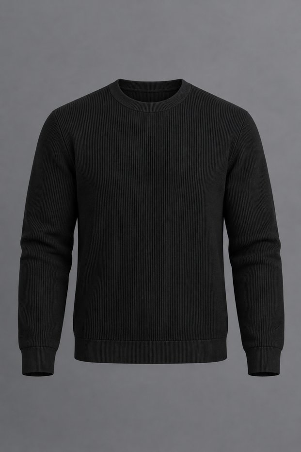 Men's Slim Fit Crew Neck Casual Knitwear Black Sweater