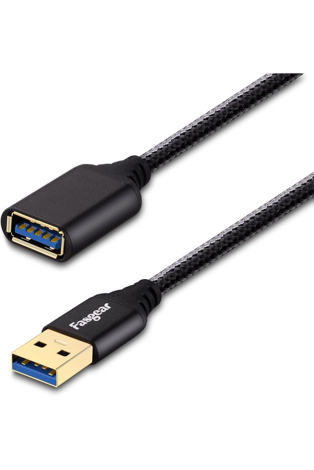 كابل تمديد USB 3.0، 5 جيجابت في الثانية، ذكر إلى أنثى (6 أقدام، أسود)