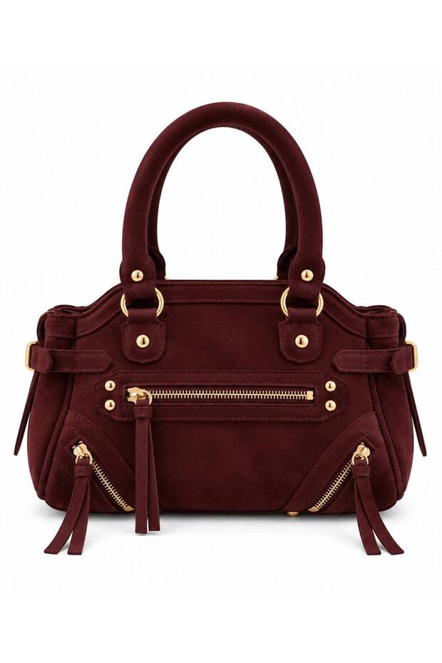 Women's Suede Zipper Detailed Bag
