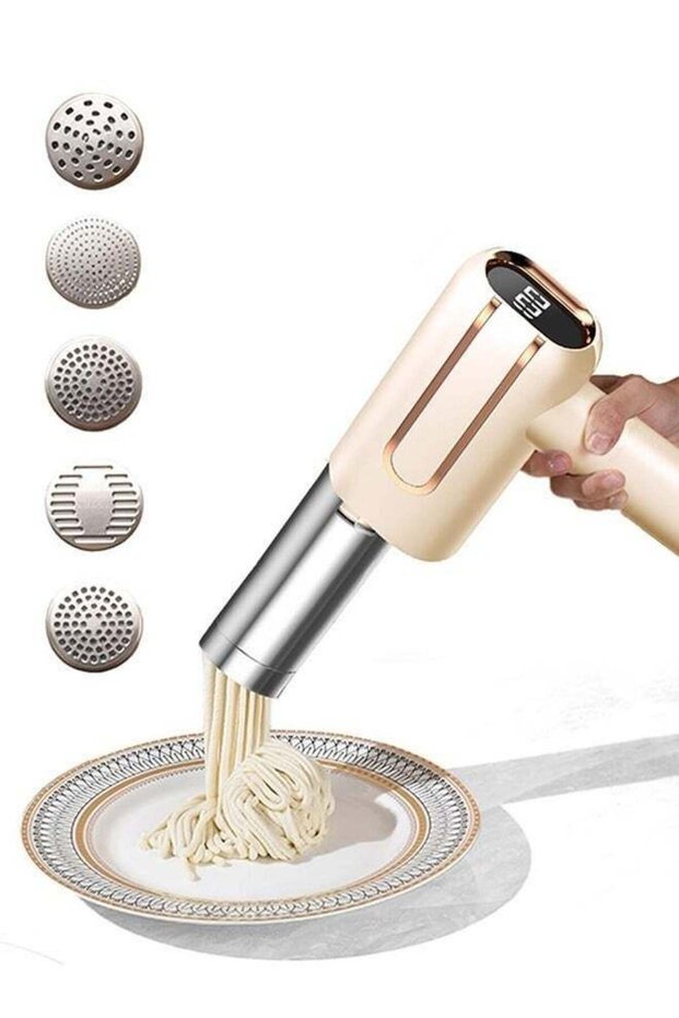 Arabest Handheld Electric Pasta Maker, 5-in-1 Cordless Noodle Maker with Power Indicator, Portable