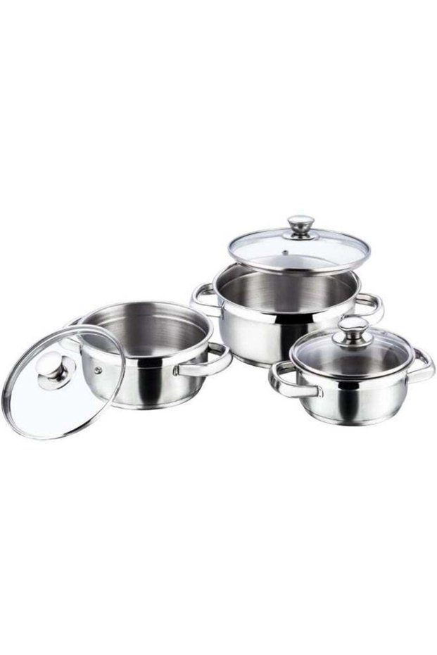 Vinod Bremen Stainless Steel Saucepot Set with Glass Lids, 3 Pieces, 1 L / 1.5 L / 2 L, Induction