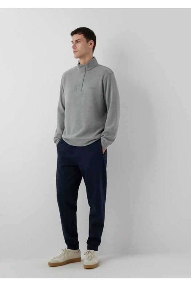 Men's Black Knitted Pants Night Navy Blue Sweatpants