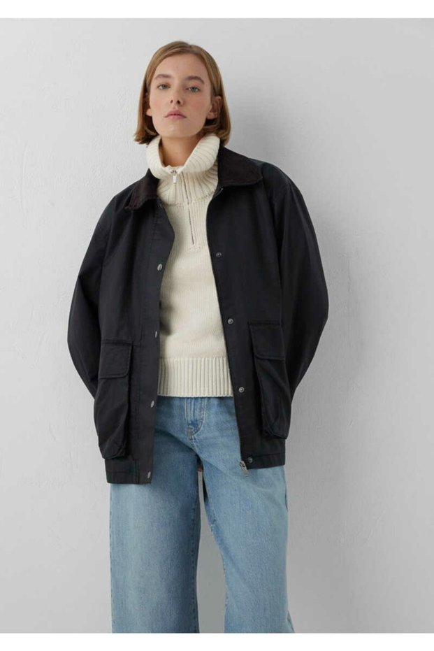 Women's Black Woven Jacket Black Jacket