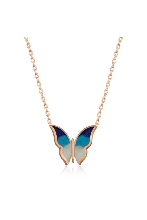 Silver Rose Minimal Butterfly Necklace