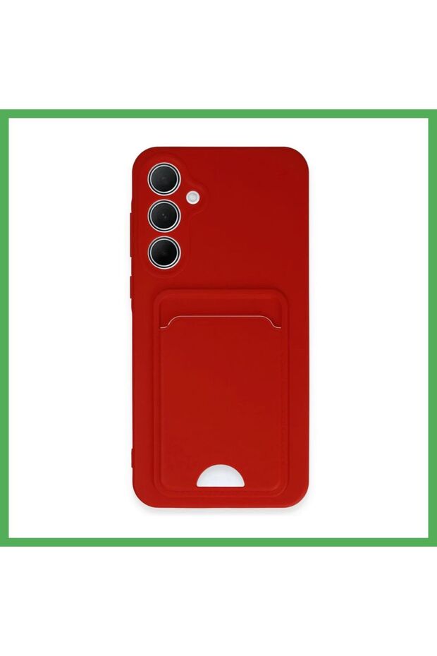 Samsung Galaxy A35 5g Compatible Case Kelvin Silicone with Business Card Holder - Red Bezoss