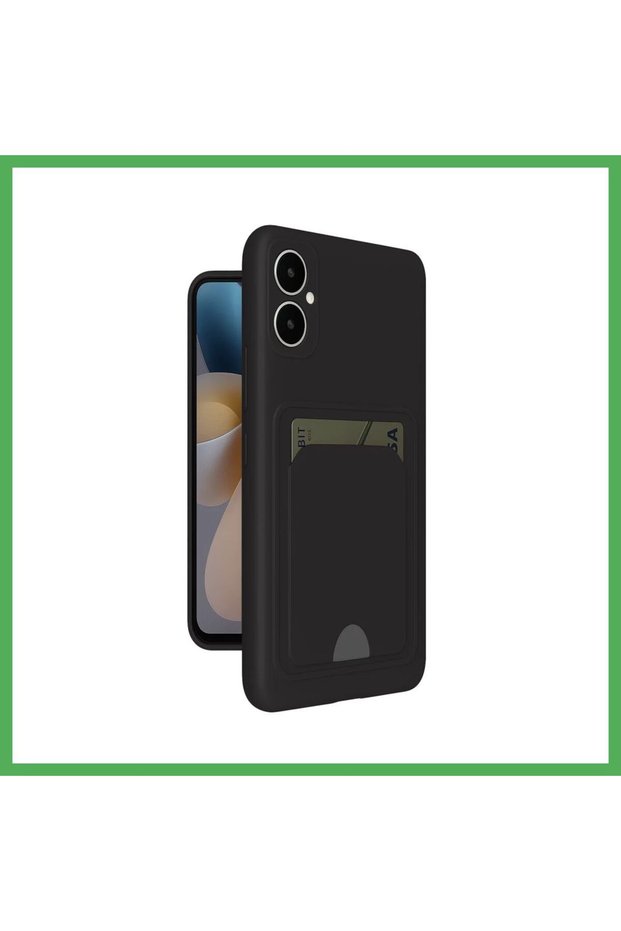 Samsung Galaxy A05 Compatible Kelvin Silicone with Business Card Holder - Black Bezoss
