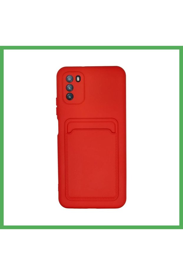 Pocophone M3 Case Kelvin Silicone with Business Card Holder - Red Bezoss