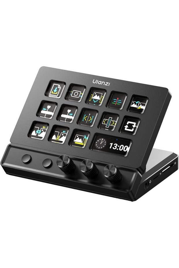 D200X Stream Controller with 3 Knobs, 14 LCD Keys Macro Keyboard