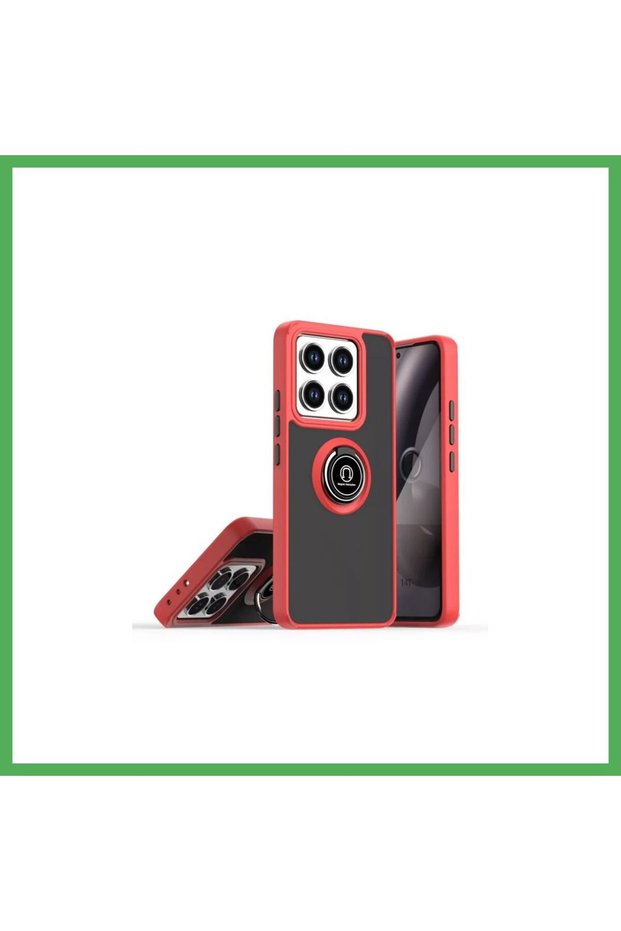 Mi 14t Pro Compatible Case Montreal Silicone Cover with Ring - Red Bezoss
