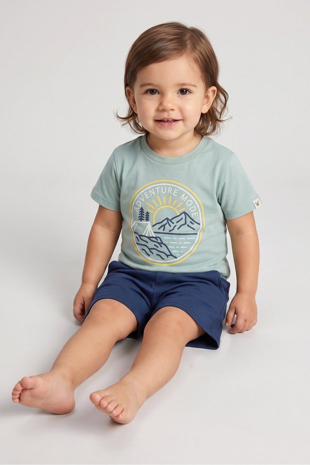 Toddlers Boy 3 Pcs Graphic Print Tops And Short Set, Multicolor