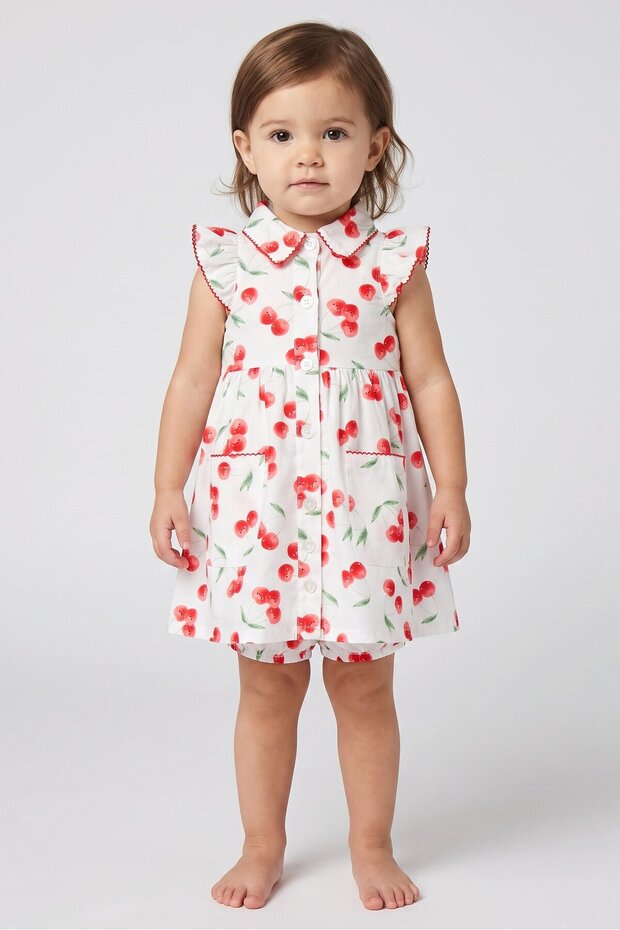 Toddlers Girl 2 Pcs Allover Print Shirt Dress With Shorts Set, Multicolor