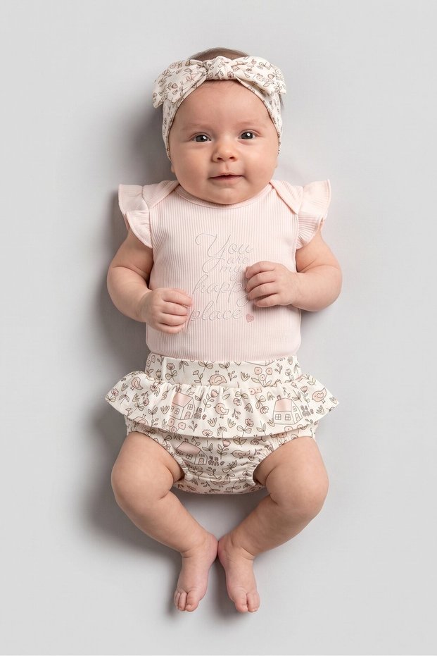 Toddlers Girl 3 Pcs Embroidered Romper And Bottom With Headband Set, Multicolor