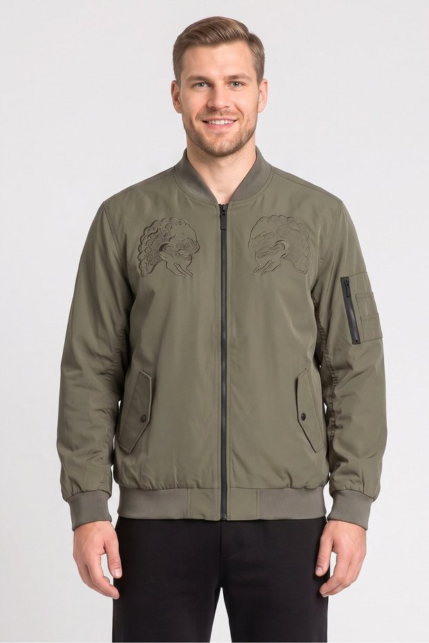Men Sportswear Fit Long Sleeve Outdoor Jacket, Dark Green