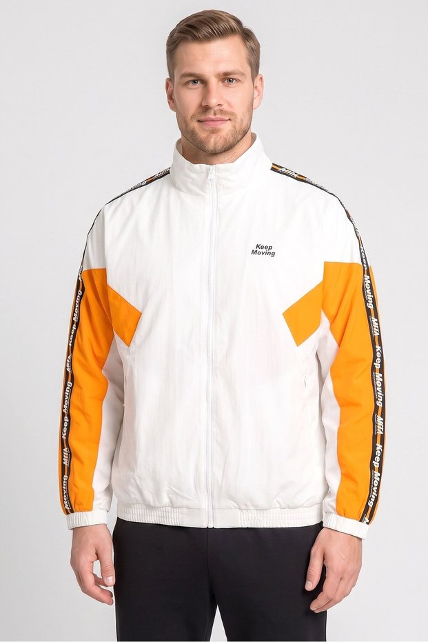 Men Sportswear Fit Long Sleeve Outdoor Jacket, White