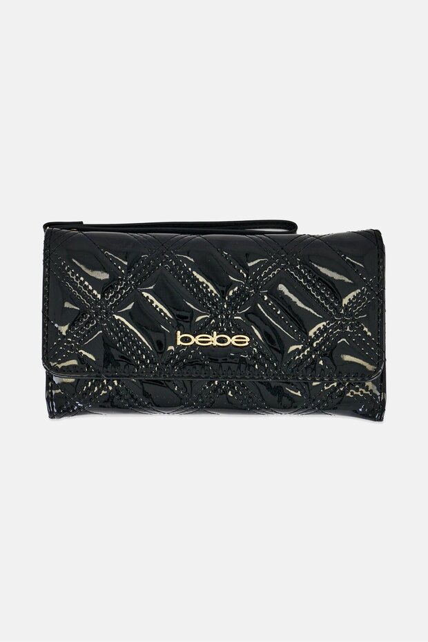 Women Brand Logo Wallet, Black