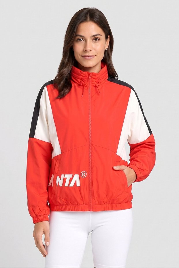 Women Sportswear Fit Long Sleeve Training Track Jackets, Red