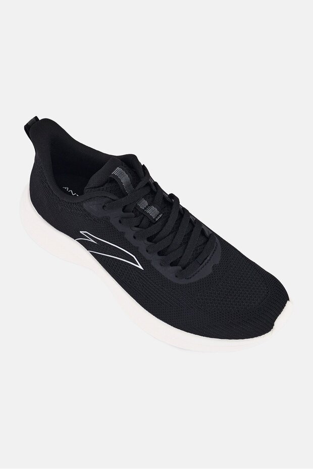 Men Brand Logo Lace Up Running Shoes, Black