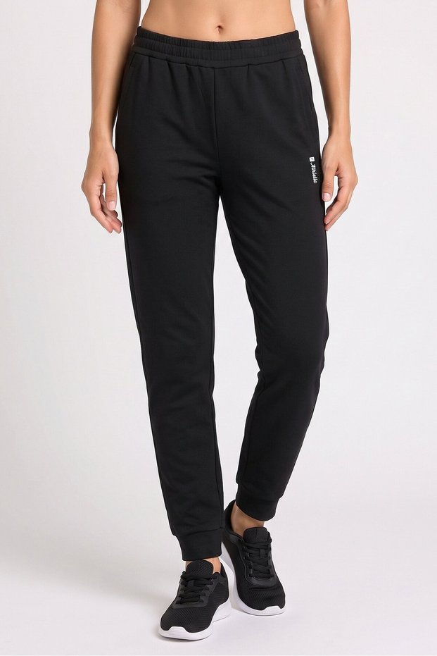 Women Sportswear Fit Drawstring Outdoor Track Pants, Black