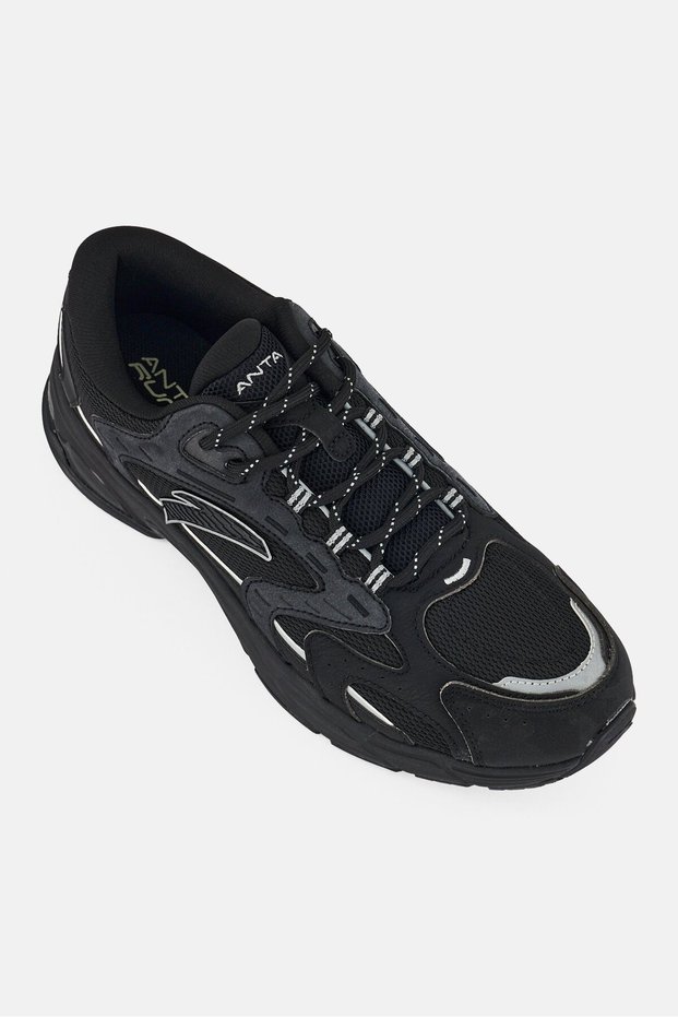 Men Lace Up Running Shoes, Black