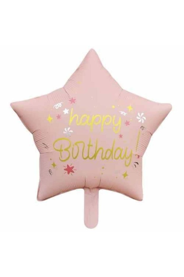 45 cm star happy birthday pink foil balloon