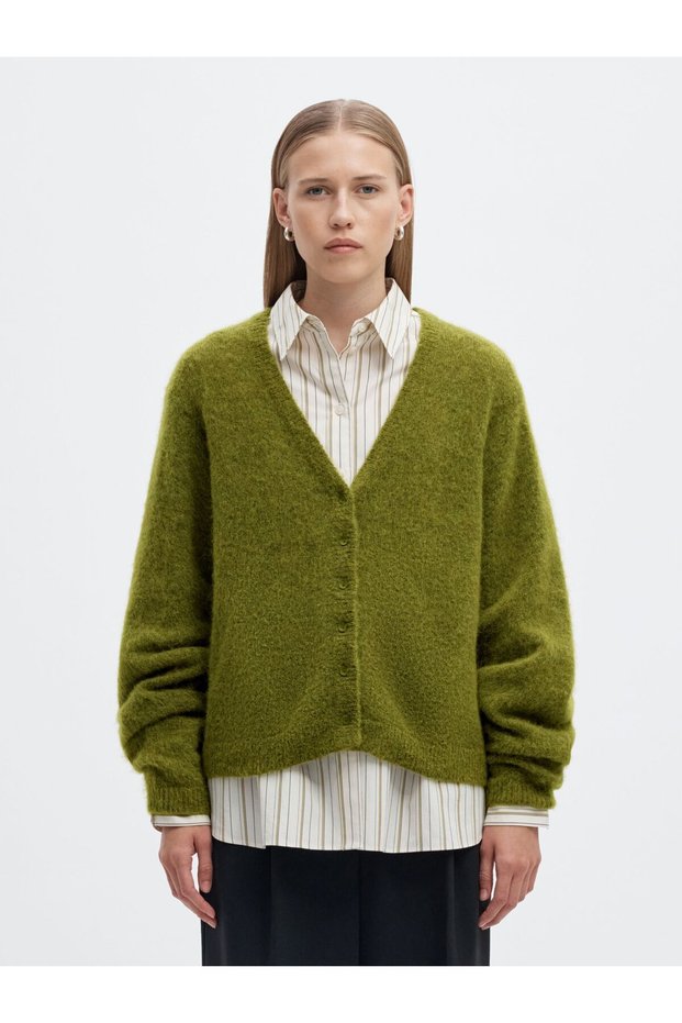 Strickjacke Brushed V-Ausschnitt
