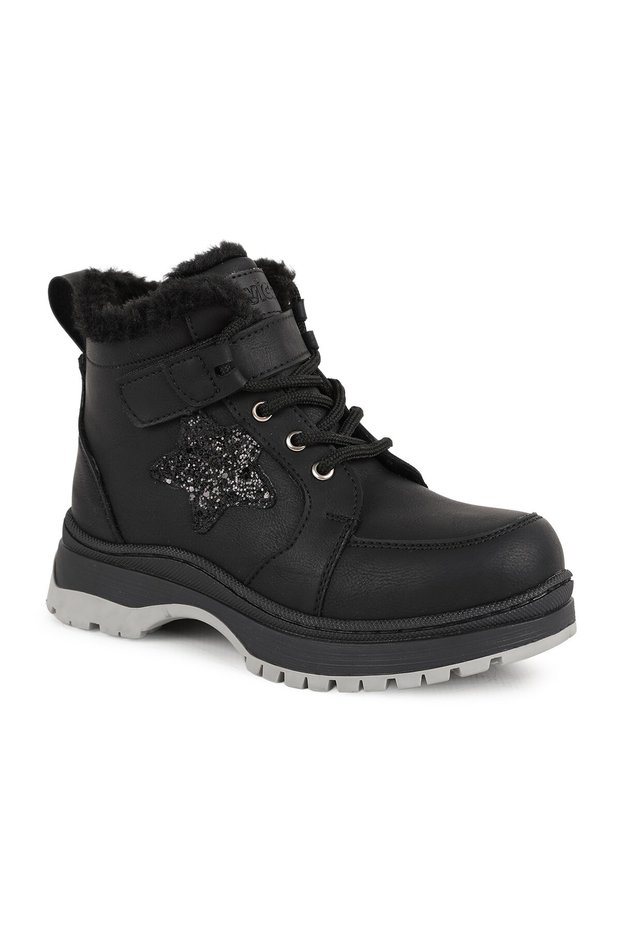 946.433 Punto F Girls' Plush Collar, Sparkling Star Detail, Velcro Lacing, Toothed Lacing, Tan