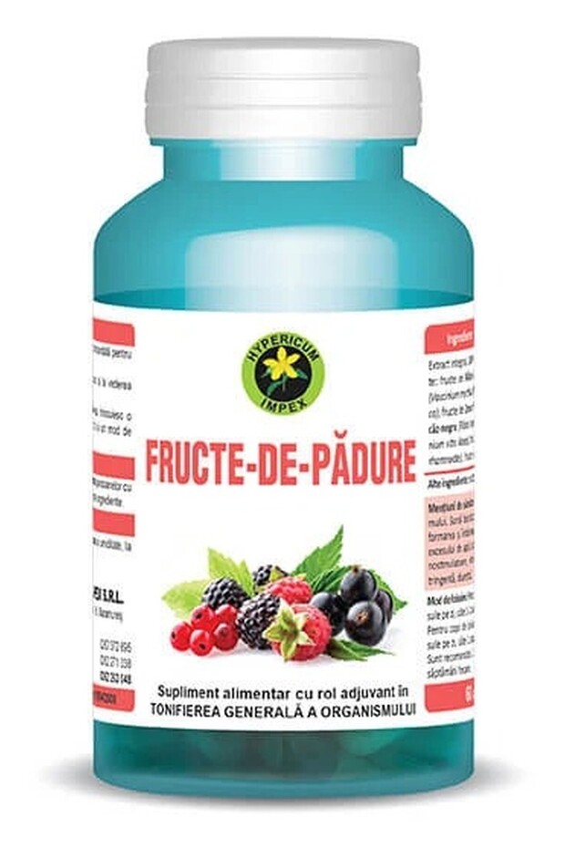 Fructe de padure Hypericum, supliment alimentar cu extract din 8 fructe de padure, 60 capsule
