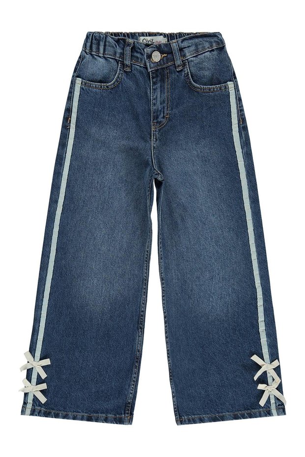 Bowknot Detailed 6-9 Years Old Pants Jeans - Blue