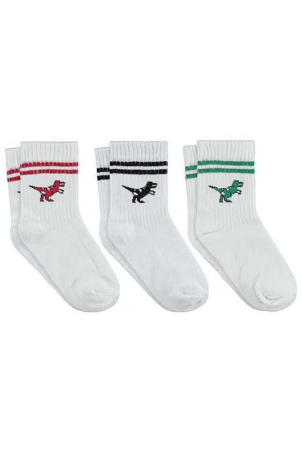 Dinosaur 3-Piece Socks for Boys Aged 3-11