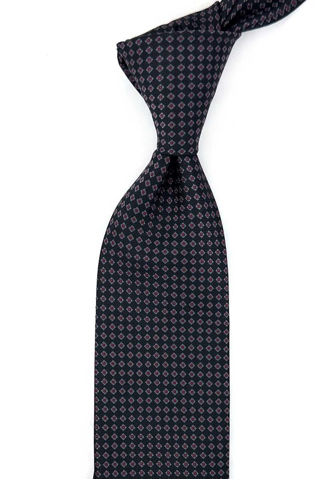 Black Small Pattern Classic Tie with Handkerchief Kk14148