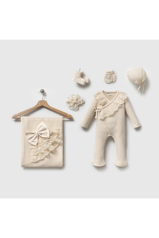 5-Piece Double Breasted Knitwear Baby Set Beige