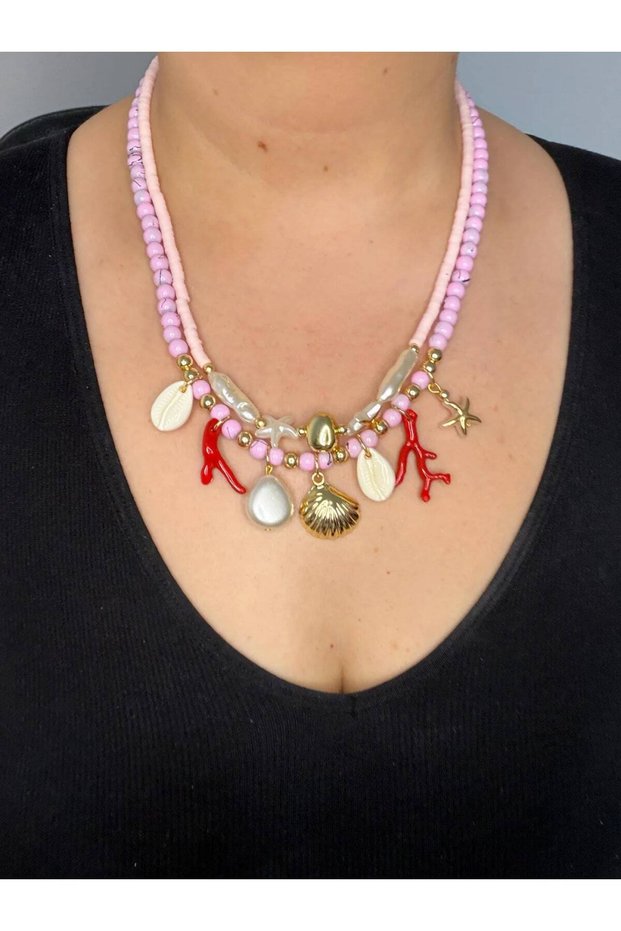Pink Beaded Coast Design Women's Necklace