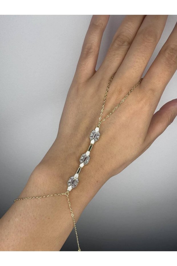 White Enamel Detailed Gold Color Art Deco Şahmeran