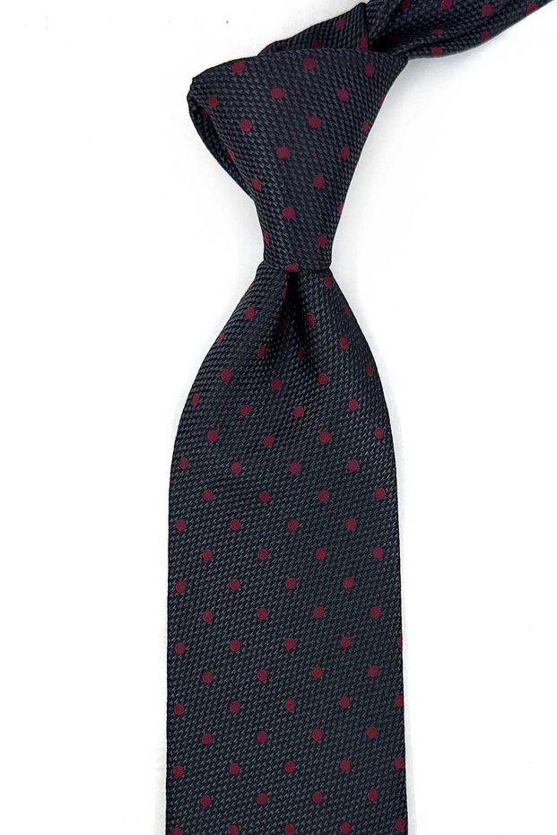Smoked Polka Dot Pattern Classic Tie with Handkerchief Kk14082
