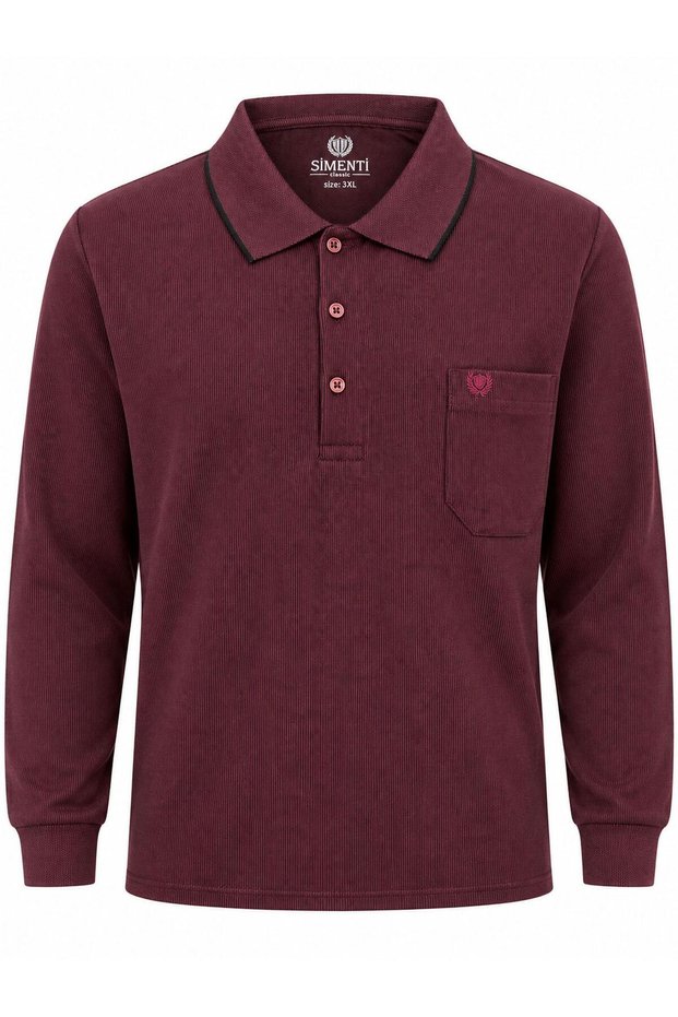 Simenti Large Size Men's Polo Collar Sweatshirt - 7809