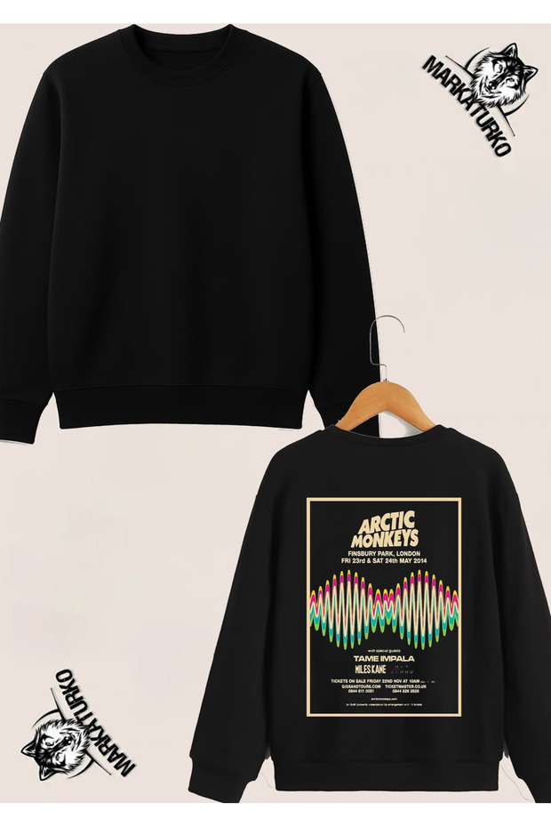 سترة رياضية بتصميم خاص من ARCTIC MONKEYS مطبوعة على الظهر وياقة دائرية