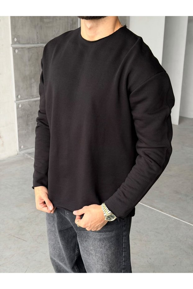 3 Yarn Natural Cut Oversize Sweat m Black