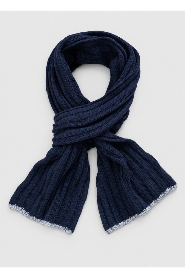 Navy Blue Color Unisex Cashmere Blend Scarf