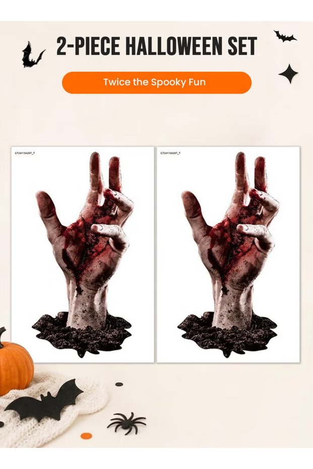 Halloween Window Stickers, 3D Horror Bloody Hands Window Sticker, Waterproof Spooky Bathroom Window Sticker for Halloween Party Home Decor