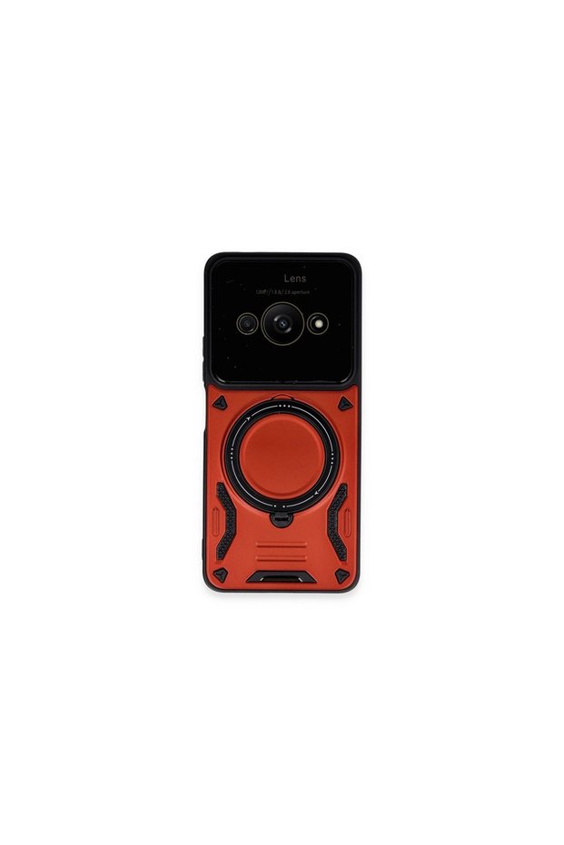 غطاء حماية لهاتف Xiaomi Poco C61 مع حامل عدسة Joy - أحمر