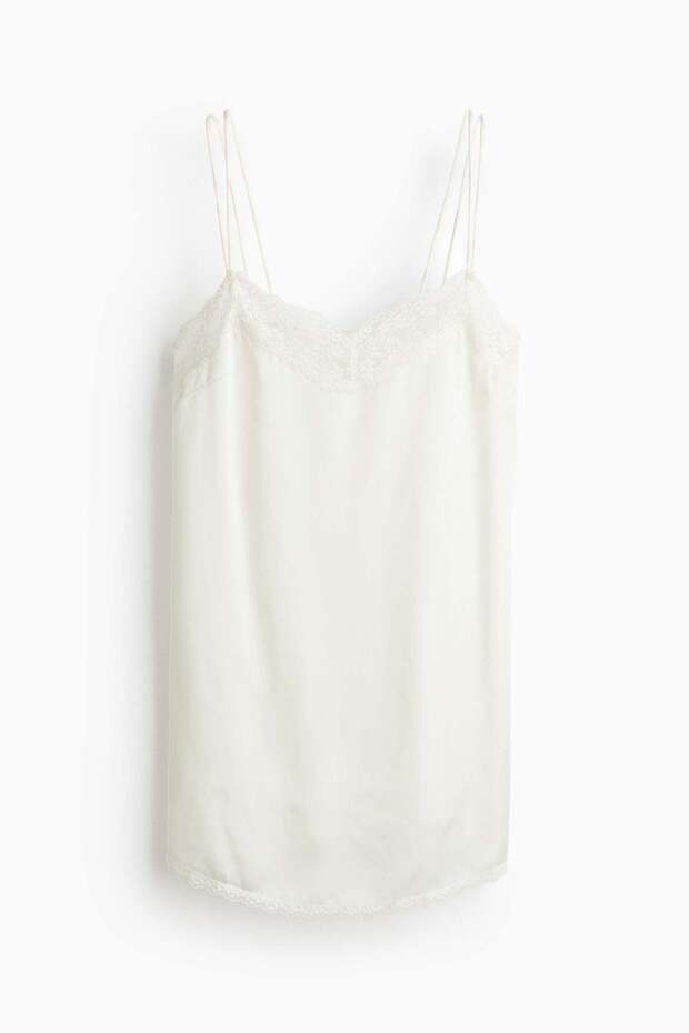 Lace-trimmed satin nightslip