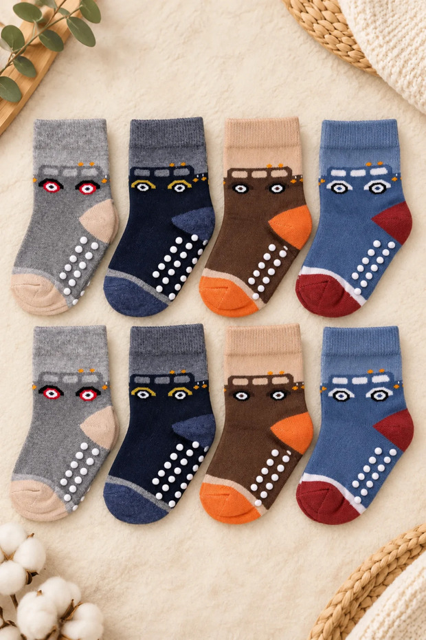 8 Pairs of Non-Slip Abs Baby & Kids Socks