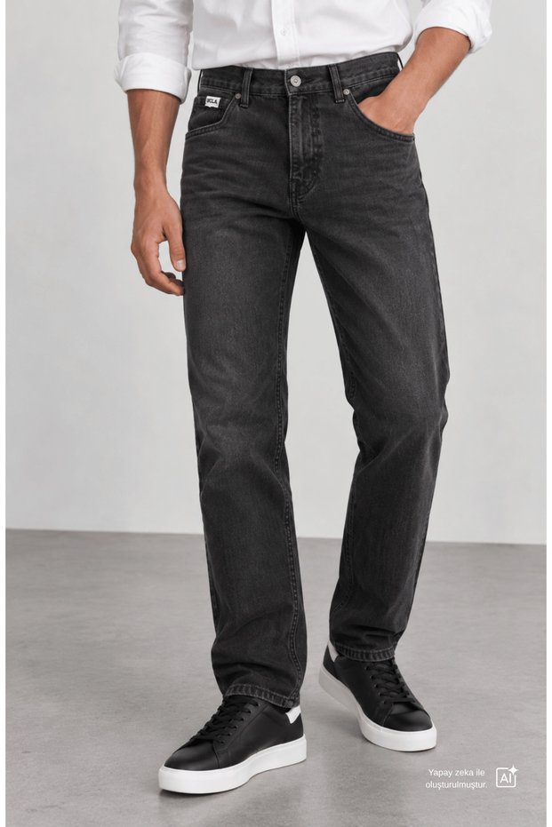 Taro Gray Cotton Non Denim Straight Fit Men's Trousers