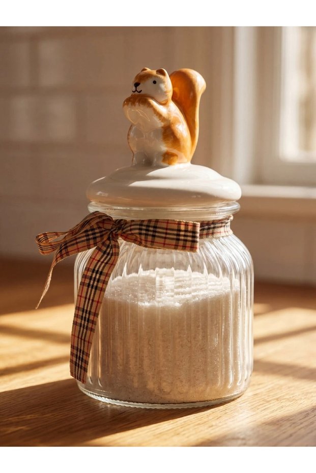 Squirrel Figured Storage Container Jar - 600 ml
