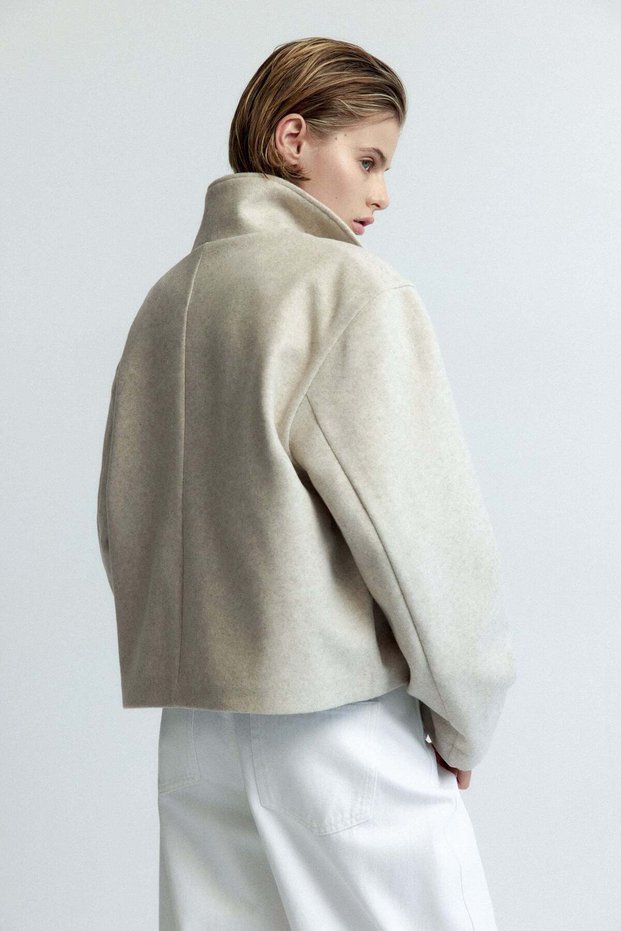 Felted funnel-collar jacket