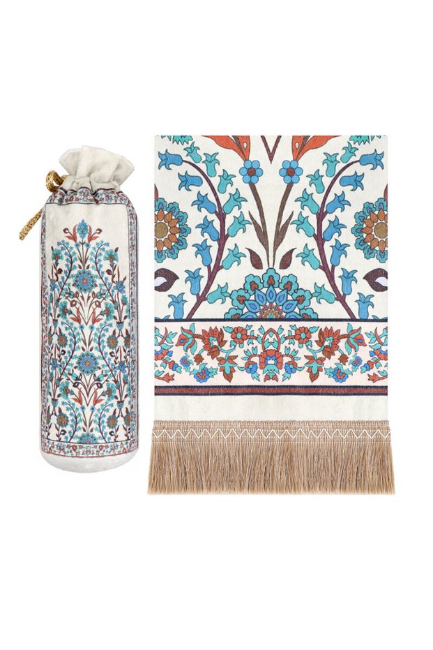 Green Ivy Pattern Velvet Prayer Rug
