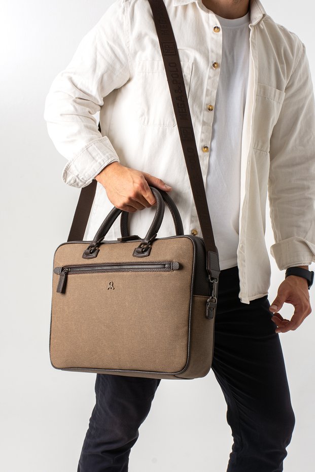 Canvas Fabric Hand Shoulder Bag Laptop Bag Briefcase
