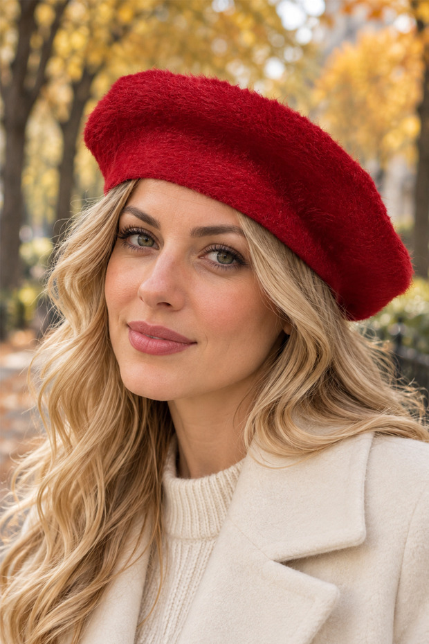 Soft Texture Plain Pattern Painter Beret