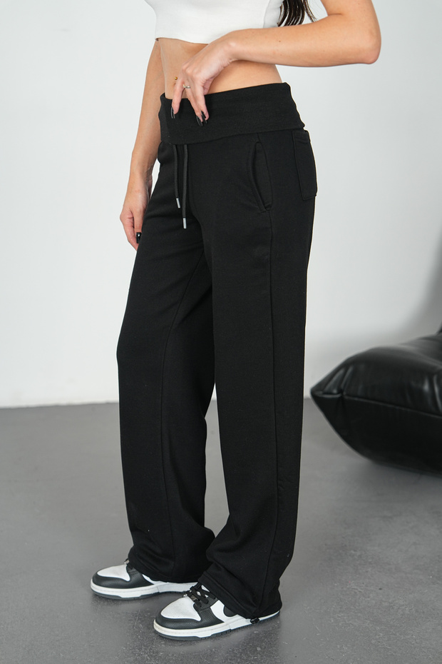 Women's High-Lace-Up Elastic Waist Wide-Leg Casual Sweatpants