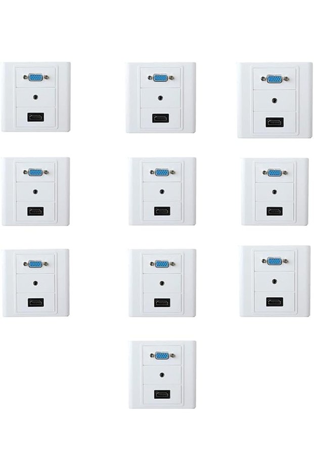 Electro Wolf HDMI/VGA/AUX Modular Wall Socket - Multi-Function Face Plate for Home/Office (Pac
